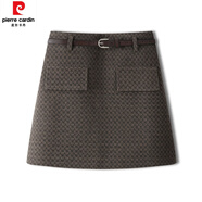 皮爾卡丹（pierre cardin）毛呢半身裙女秋冬2024新款冬季高腰韓版小香風a字包臀裙一步短裙 卡其色 30/2XL 【126-135斤】