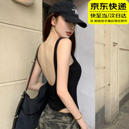 韞舜吊帶背心女 美式復(fù)古辣妹連體背心女內(nèi)搭歐美風(fēng)美背露背上衣外穿 辣妹連體吊帶【黑色】 L 建議102-115斤