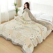 古萊登（GULAIDENG）漢麻純棉紗布提花蓋毯四季通用柔軟雙人沙發(fā)巾家用全棉午睡毛巾被 漢麻百福(可鋪可蓋) 200cmx230cm(漢麻紗布毯)