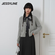JESSYLINE2024冬季專柜款 杰茜萊純色針織開衫女毛衣 442104010 灰色 XS