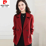 皮爾卡丹（pierre cardin）23年新款休閑單層毛呢外套秋冬款新款呢子小個子大衣百搭洋氣短款 s2 磚紅 S【90-105斤穿】