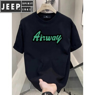 JEEP SPIRIT潮牌高端新款短袖t恤男夏季美式棉圓領(lǐng)體恤修身黑色印花短袖男 911黑色 3XL