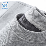 JEANSWEST LIFE真維斯加絨衛(wèi)衣男秋冬季加厚保暖外套三角設(shè)計(jì)重磅灰色圓領(lǐng)上衣