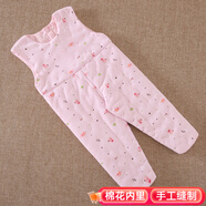 豆苗兒兒童連體衣手工棉花棉褲嬰兒寶寶衣服冬季裝棉衣加厚內膽冬季長(cháng)褲 可愛(ài)粉色（輕薄款） 100碼建議2~3周歲