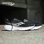 Saucony【彭于晏同款】索康尼向?qū)?7減震支撐跑鞋男夏季新款輕便運動鞋男 黑白100 42.5