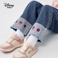 迪士尼（DISNEY）童裝兒童女童牛仔長褲梭織卡通挺括耐磨褲子25春秋DB331ME39藍140
