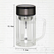 匡迪水晶雙層玻璃杯華象金力促銷送禮玻璃水杯活動(dòng)禮品茶杯定制印logo 300ML帶把辦公杯