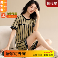 美如春冰絲莫代爾睡衣涼感夏季薄款短袖少女士可愛卡通夏天可外穿家居服 mrc7530 M 女150-163cm,80-100斤
