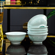 陶沁泉餐具整套景德鎮(zhèn)青花玲瓏中式輕奢高腳吃飯碗釉下彩骨瓷酒店擺臺(tái) 玲瓏5英寸飯碗* 6個(gè)