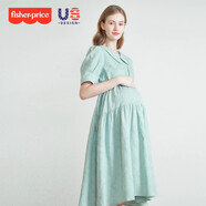 費雪（Fisher-Price）費雪孕婦裝夏裝孕婦夏天減齡娃娃裙子夏季不顯懷上衣孕晚期連衣裙 青瓷色連衣裙 M【110-125斤適穿】