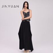 金苑金苑夏季套裝女2024新款設(shè)計(jì)感扎染吊帶上衣中長(zhǎng)裙兩件G242163 黑色 S