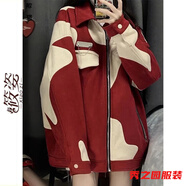 范哲莎短外套女春秋新款韓版氣質(zhì)百搭休閑上衣筱姿 撞色棒球服外套女春 紅色拼接外套 S 160