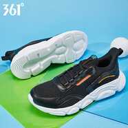 361°男鞋運動(dòng)鞋春季新款男士網(wǎng)面透氣休閑跑鞋減震軟底戶(hù)外舒適跑步鞋 曜石黑/純橙色 42