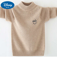迪士尼兒童羊毛衫男中大童毛衣春秋冬帥氣針織衫加厚套頭打底上衣繡花 卡其色(常規款) 140 cm