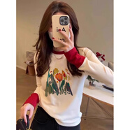 妃麗慕尚正肩白色修身收腰長袖t恤女高級感卡通撞色內(nèi)搭打底衫上衣秋 225-64白色 M 建議105斤以內(nèi)