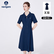 Navigare意大利小帆船女士短袖連衣裙收腰襯衫裙2322874502 藍(lán) L 
