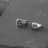 CLCEY歐美復古戒指男士潮牌美式個(gè)性小眾設計男生對戒開(kāi)口骷髏十字 十字骷髏套裝 兩個(gè) 開(kāi)口可調節