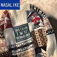 NASALIKE2023新款洋氣甜美復(fù)古港風(fēng)套頭慵懶風(fēng)毛衣男女外穿 杏色 M