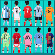 拉什福德（Rashford） 兒童足球服套裝男女定制球衣班服隊服梅西C羅足球親子球衣套裝 巴西套裝 （10號內馬爾） 24碼 (135-145cm55-65斤)