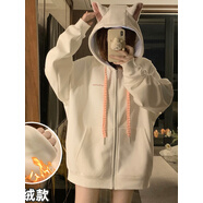 小紅書同款ZiLuolan實拍德文貓杜賓犬連帽加絨衛(wèi)衣外套女秋春款潮 白雪德文貓加絨 S