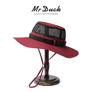 Mr DUCK春夏季日本戶外防水遮陽盆帽 透氣網(wǎng)頂運動登山漁夫帽男女 MS46625-國寶茶紅 （遮陽帽） XL（60cm以上）