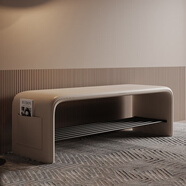 延璽換鞋凳鞋架入戶(hù)門(mén)口鞋柜長(cháng)條輕奢一體進(jìn)門(mén)可坐玄關(guān)高級感穿鞋坐凳 奶咖色 80*35*42cm（貓抓皮+碳素鋼框架）