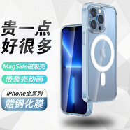 其勢 適用蘋果磁吸手機殼 magsafe無線充電 硬殼軟邊氣囊防摔透明保護套 女男網(wǎng)紅高端簡約款 【1：1 還原】磁力可吸500克·帶裝殼動畫 iPhone 13