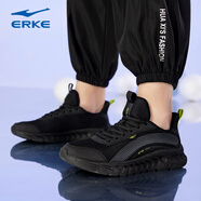 鴻星爾克（ERKE）男鞋運(yùn)動鞋跑鞋2025年夏季新款網(wǎng)面透氣男休閑旅游跑步鞋輕便跑鞋 正黑/橙紅色3265 39