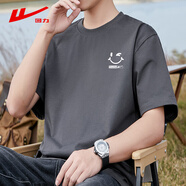 回力短袖男夏季t恤男純棉透氣打底衫圓領(lǐng)吸汗上衣潮流休閑男裝灰色L