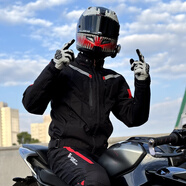 魔鬼競賽（GHOST RACING）摩托車騎行服套裝四季通用男防風(fēng)透氣防摔機(jī)車服夾克摩托車賽車服 黑色套裝（升級防水款） 2XL