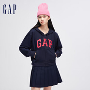 Gap女裝春秋L(fēng)OGO連帽法式圈織軟衛(wèi)衣外套402167 海軍藍(lán) XS (155/76A)亞洲尺碼