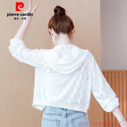 GIOIO白色蕾絲網(wǎng)紗防曬開衫外搭長袖小外套女夏季輕薄透氣短款防曬衣服 凌型紋白色 2XL