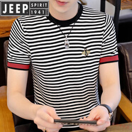 JEEP SPIRIT針織冰絲短袖男夏季2025新款潮牌修身高端圓領(lǐng)T恤現貨 F01紅色 4XL