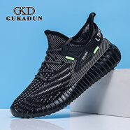 古卡頓（GUKADUN）網(wǎng)面透氣椰子鞋新款男鞋秋季百搭潮流休閑飛織鞋學(xué)生運(yùn)動(dòng)鞋子男 黑色 43