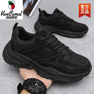 西域駱駝黑色男鞋夏季網(wǎng)面透氣運(yùn)動(dòng)黑鞋純黑工作勞保防滑耐磨上班老爹潮鞋 F107黑色-駱駝官方品牌官網(wǎng)旗艦 39
