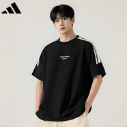 阿迪達斯（adidas）男裝舒適潮流時(shí)尚百搭圓領(lǐng)三條紋運動(dòng)休閑短袖 2XL碼