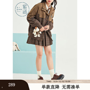 紫涵高腰A字百褶短裙女冬季文藝森系風(fēng)百搭純色半身JK裙 咖格 L