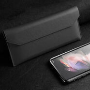 三星（SAMSUNG）【品質(zhì)原裝】適用于w22手機殼fold3真皮全包殼折疊屏zflip3保護套 定制款丨原裝紋黑色丨信封式蓋頭 三星Fold3/W22/F9260