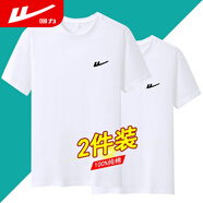 回力短袖T恤男半袖上衣夏季新款簡約休閑圓領(lǐng)百搭純棉T恤男 LG-B107-T2100-白色+白色 XL （建議120-140斤）