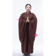 海清居士服 臺麻紗不透明海青居士服男女海清僧服咖啡黑色木蘭色長褂四季可穿透氣舒適垂感好和尚袈裟 木蘭色 35#145-150cm