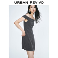 UR2025春季新款女裝氣質(zhì)一字領(lǐng)短款修身連衣裙UYY750042 深灰 (修身款) XL