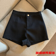 口旋彈力黑色高腰短褲女秋冬加絨緊身顯瘦下衣失蹤牛仔褲簡(jiǎn)約a字靴褲 黑色-冬季短褲女外穿 L -冬季短褲女外穿