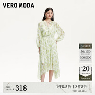 VEROMODA連衣裙2025新款V領(lǐng)碎花捏褶拼接裙擺收腰32527C007 云瀚白色 S