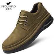 富貴鳥(niǎo)男鞋秋季新款真皮透氣休閑皮鞋軟皮軟底商務(wù)英倫風(fēng)時(shí)尚百搭爸爸鞋 卡其色系帶 廖福生FG27578-1 38 (240mm)