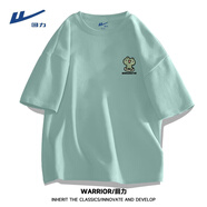 回力（Warrior）美式復古風純棉男士短袖T恤夏季寬松百搭大碼白色青少年半袖體恤 【重磅純棉】-水綠#HL可愛蛙 XL