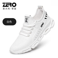 ZRO【新品】男鞋夏季網(wǎng)面鞋透氣薄款運動(dòng)休閑鞋男潮流輕便椰子飛織鞋 白色 41