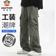 大嘴猴（paul frank）工裝褲男士夏季美式直筒褲子男寬松戶外休閑褲男褲 藻綠色 XL