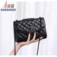 袋鼠（KANGAROO）【好物推購(gòu)】菱格鏈條小包包女秋冬黑色單肩斜挎包2025新 黑色小號(hào)20*14*8.5