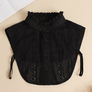 普婭華假領子百搭假衣領秋冬毛衣裝飾襯衣領內(nèi)搭打底蕾絲雪紡棉布娃娃領 大花立領(黑色)