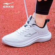 鴻星爾克（ERKE）男鞋冬季運動(dòng)鞋男皮面輕便男士軟底老爹跑步鞋旅游鞋子紅星休閑鞋 正白/正黑 42